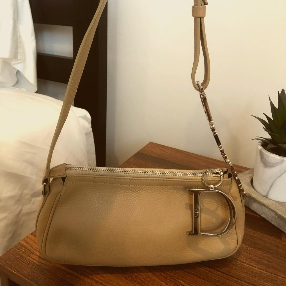 Dior Beige Leather Pochette Shoulder Bag